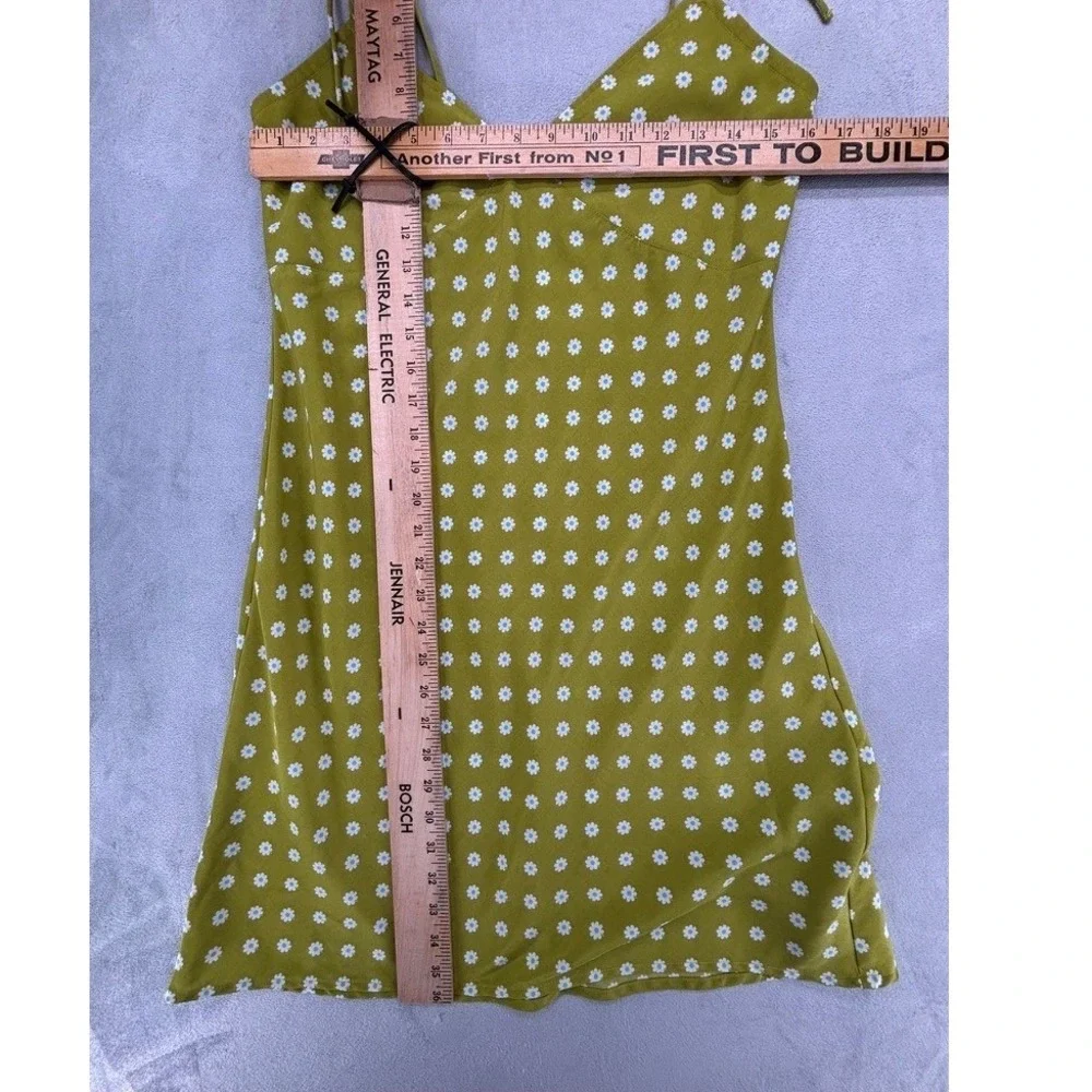 Levi's Mini Slip Dress Small Green Daisy Floral Tie Strap Sun Dress